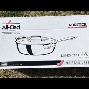 New in Box! All-Clad 4 QT Essential Pan with lid d5 stainless